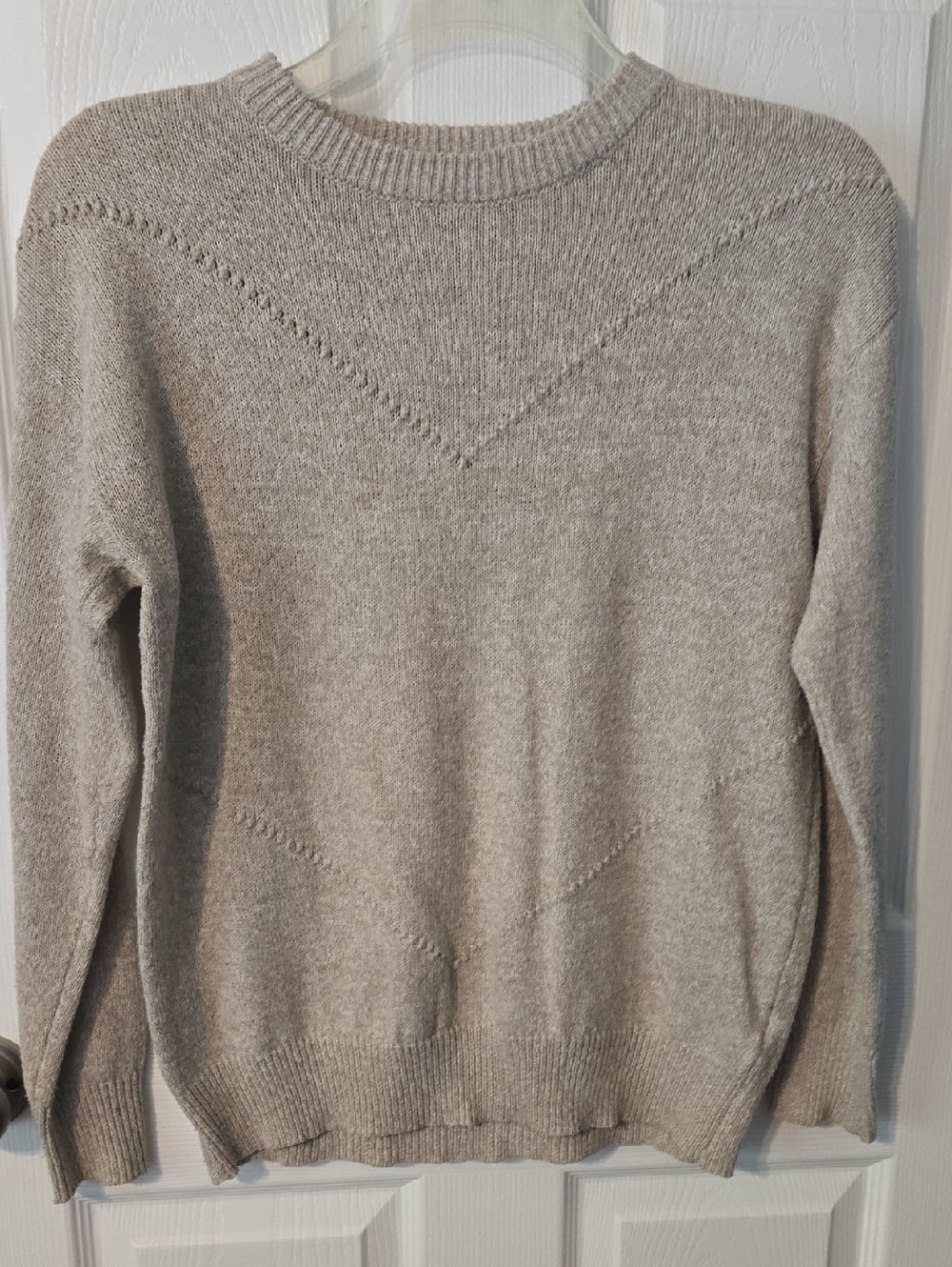 SHEIN Women's Scoop Crewneck Sweater in Light Taupe
